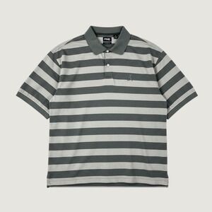 Vintage Ping Polo Shirt XL Grey Tan Striped 100% Mercerized Cotton Golf Dadcore